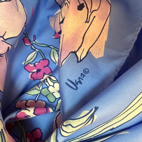 Vera Blue Floral Scarf – Lilies & Blossoms – 27” Square - Picture 7 of 7